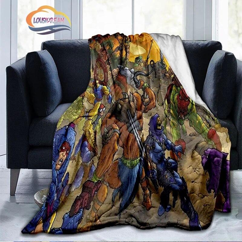 Cartoon Masters of The Universe Fashion Cashmere Blanket 3D Printed He-Man Flanela Pluszowa Miękka Wygodna Domowa