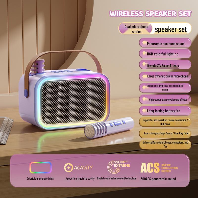 Karaoke Bluetooth Speaker with Microphone Set and Built-in Sound Card TAS2808