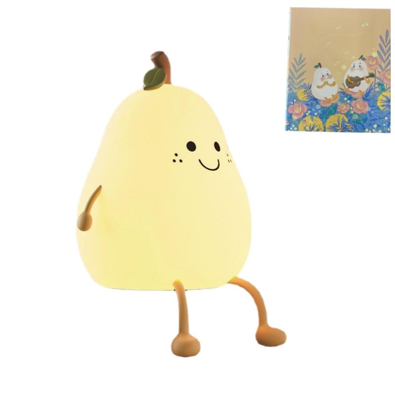Creative Pear Shape Night Light for Kids, 7-Color LED with Timer, Bedroom Decor, Gift for Children