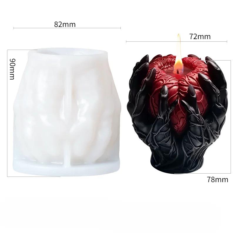 Halloween Hands hold heart scented candle silicone mold DIY horror resin decoration mill holiday