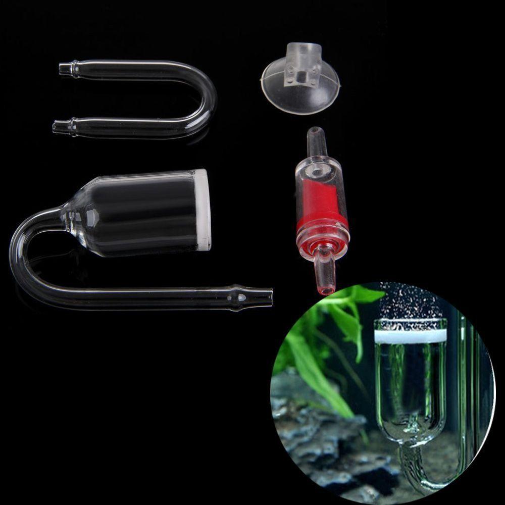 Transparent Glass CO2 Diffuser Refinement Suction Cup Glass Tube  Aquarium Plant Supply
