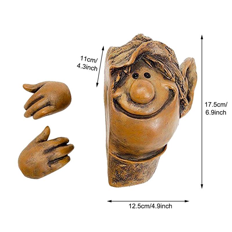 Elf Peeking Tree Hugger Garden Ornament Cheeky Gnome Peeker Branch Decor Novelty