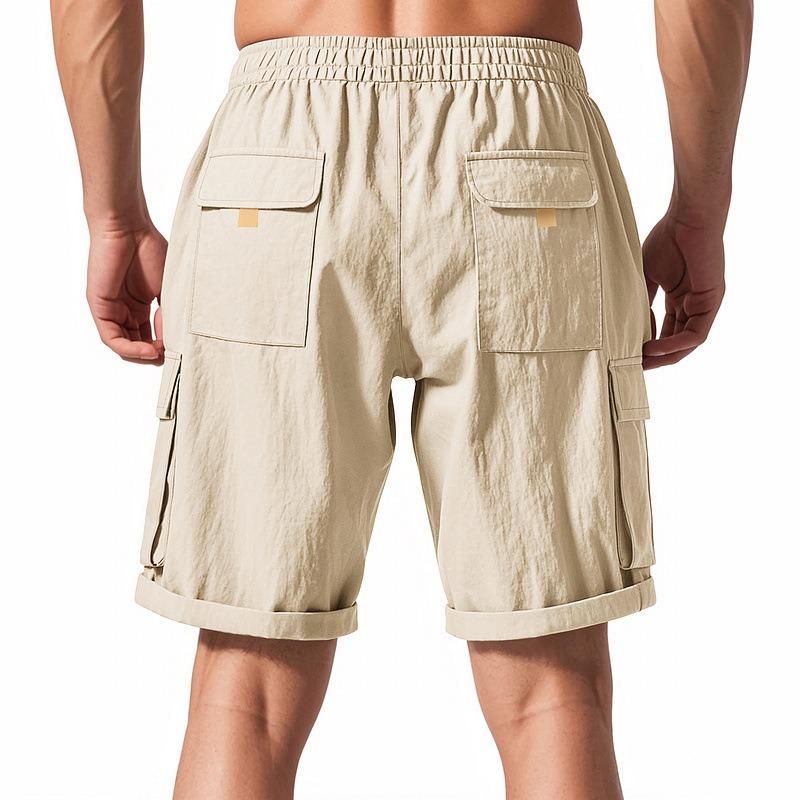 Men Elastic Waist Drawstring Cargo Shorts Casual Multiple Color Options Summer Beach Shorts