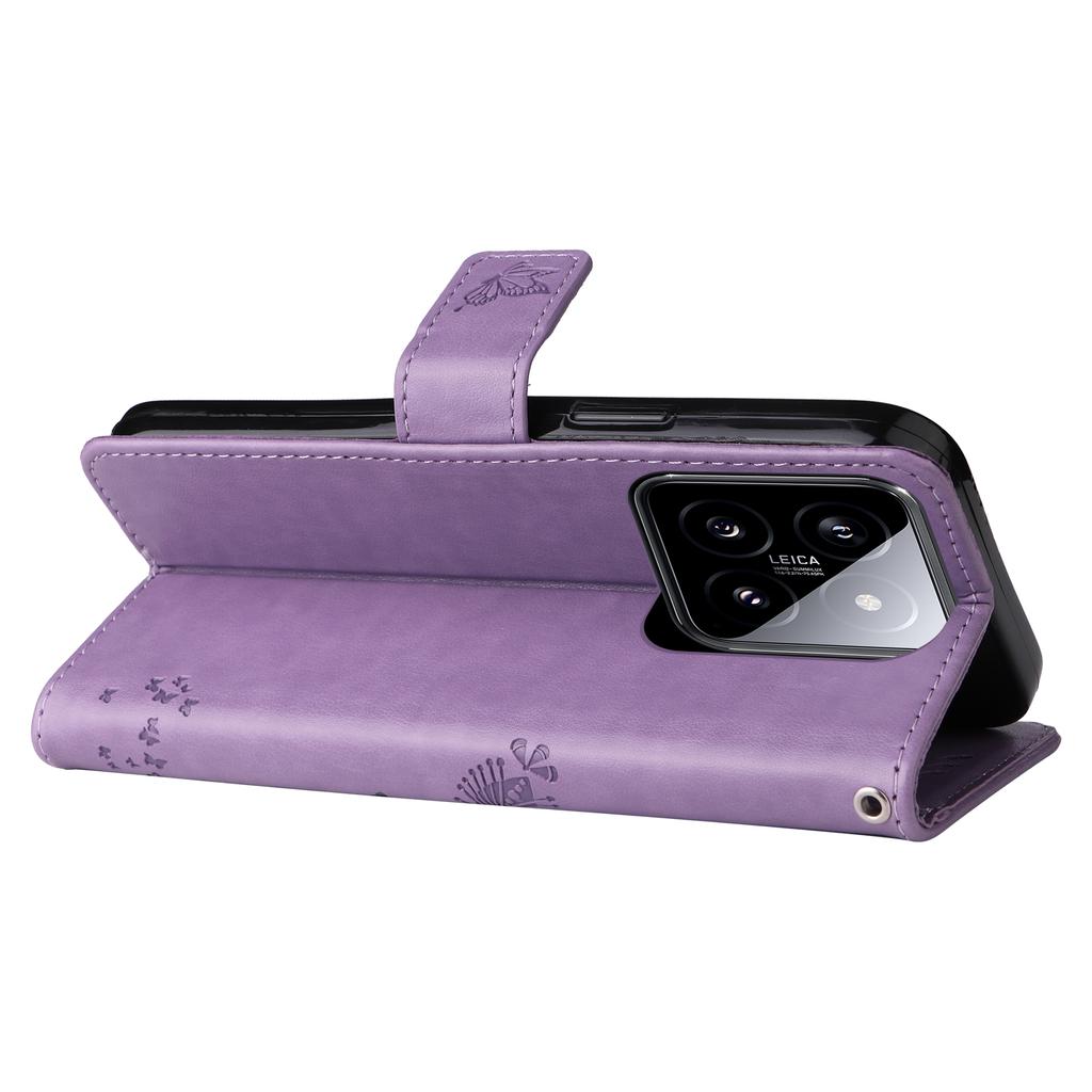 For Xiaomi 14 Phone Case with Stand Cat Tree Pattern Leather Wallet Mobile Cover