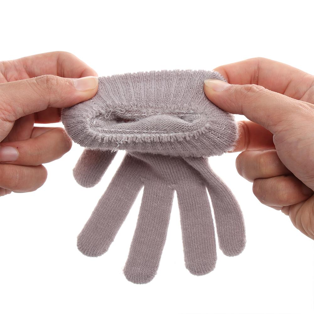 Thermal Wrist Warmer Basic Thicken Wool Knitted Mittens Plush Lining Full Fingered Gloves