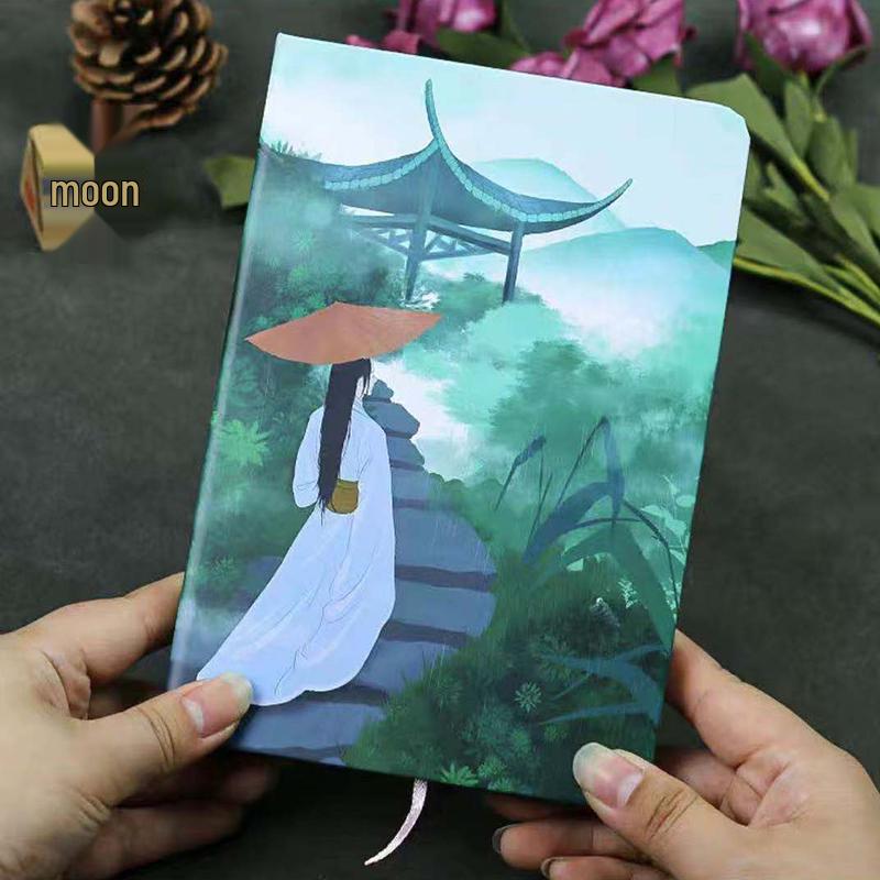 Gusu Retro Style Illustrated Diary Notebook with Chinese Style Cute Girl Design