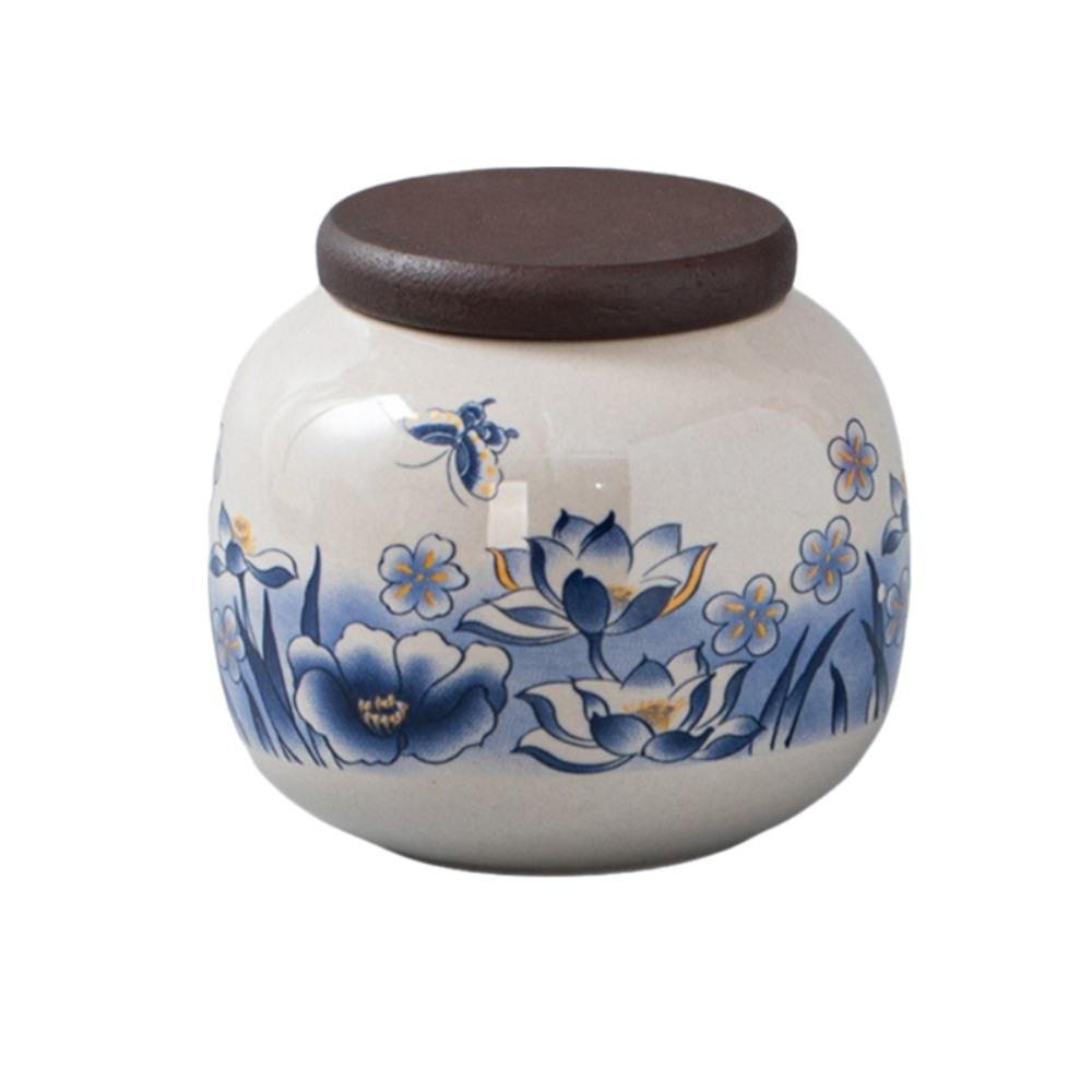 Ceramic Tea Storage Jar Moisture Proof Tea Leaf Can Traditional Chinese Tea Canister Office Style C