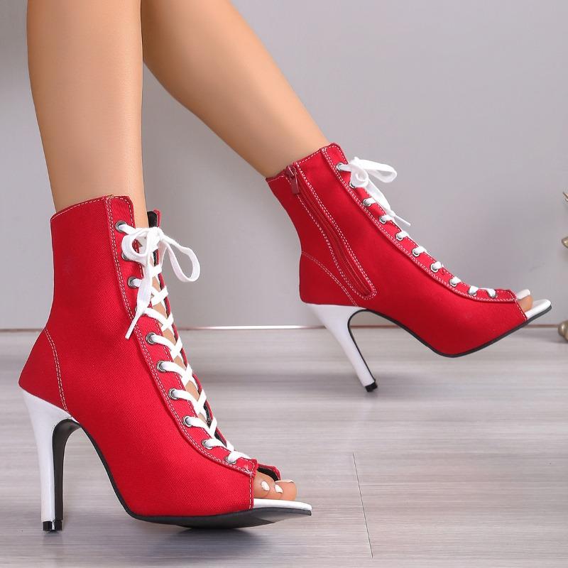 Fashion Women Lace-up Fashion High Quality Boots Summer Women Sandals Fashion Sexy High Heels Open Toe Comfort Indoor Dance Shoes