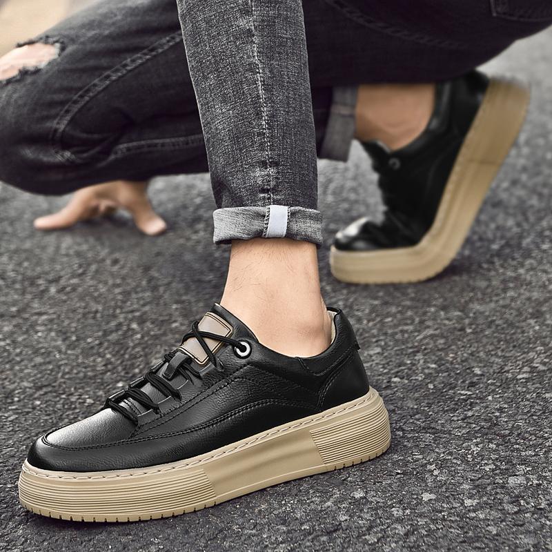 Genuine Leather Non-Slip Walking Footwear Men Handmade Men's Flats Lace-Up Mens Stylish Sneakers High Quality Men Casual Shoes