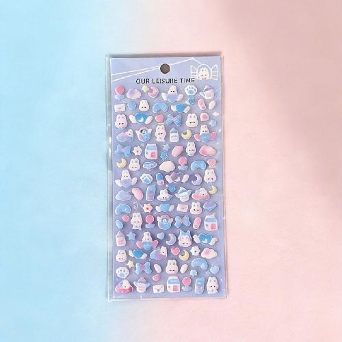 1Pc Cute Cartoon Ghost Family 3D Relief Stickers Fun Jelly Transparent Decoration for Phone Cases Children's DIY Crystal Sticker