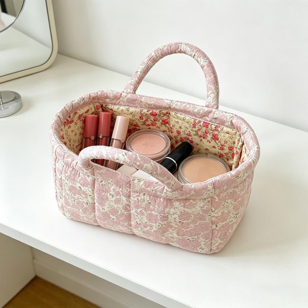 Floral Storage Basket, Desktop for Cosmetics, Toys, Snacks - Multi-Purpose Home Decor Storage Basket for Living Room, Bedroom,