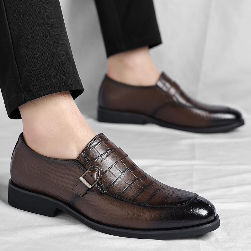 Fashion Slip on Business men's leather shoes fashion luxury designer styles Formal office party Daily versatile brown shoes 38-44