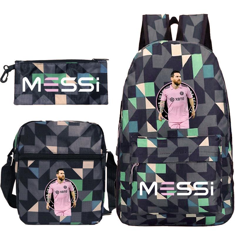 Football Player Peripheral Printing Primary And Secondary School Schoolbag Three-Piece Children'S Backpack