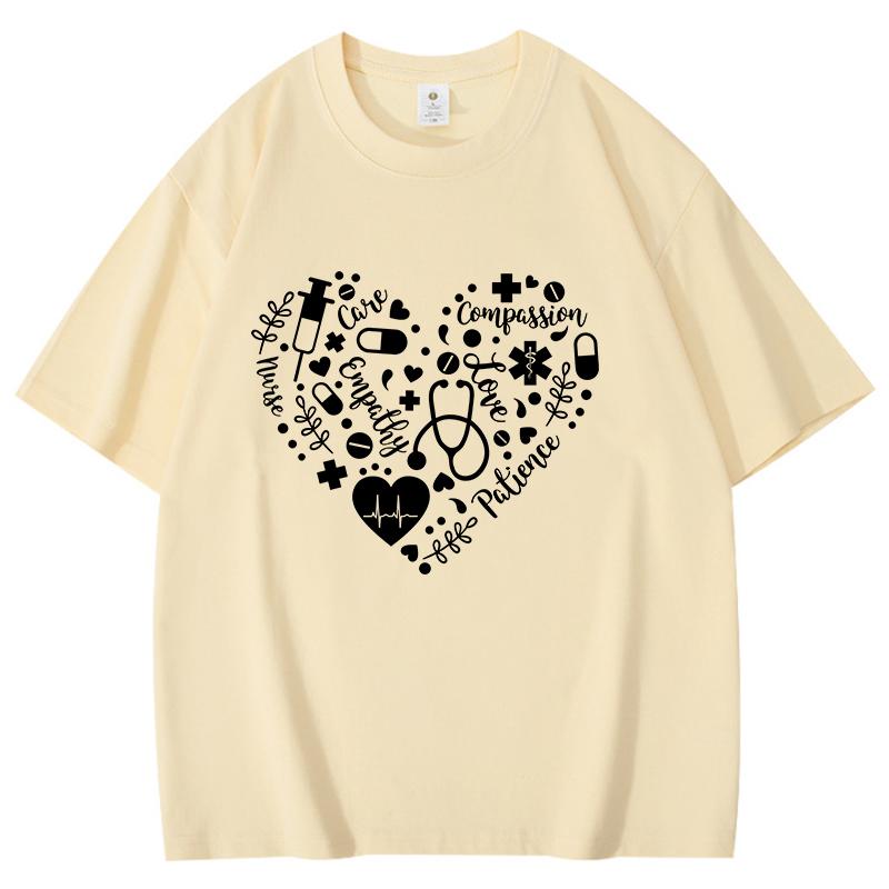 Hot Caring Nurse Funny Summer Cotton Tshirt Harajuku Simple Love Print Fashion Short Sleeve Summer Casual Tshirt Top Shirt