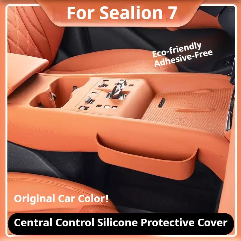 For BYD Sealion 7 Sea Lion 07 EV Car Silicone Protective Cover for Central Control Anti Slip Storage Pad Car Modify Accessories