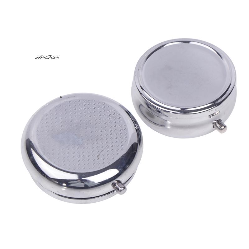 Stainless Steel round Metal Pill Boxes Medicine Organizer Container Compact Medicine Case for Tablets And Candy