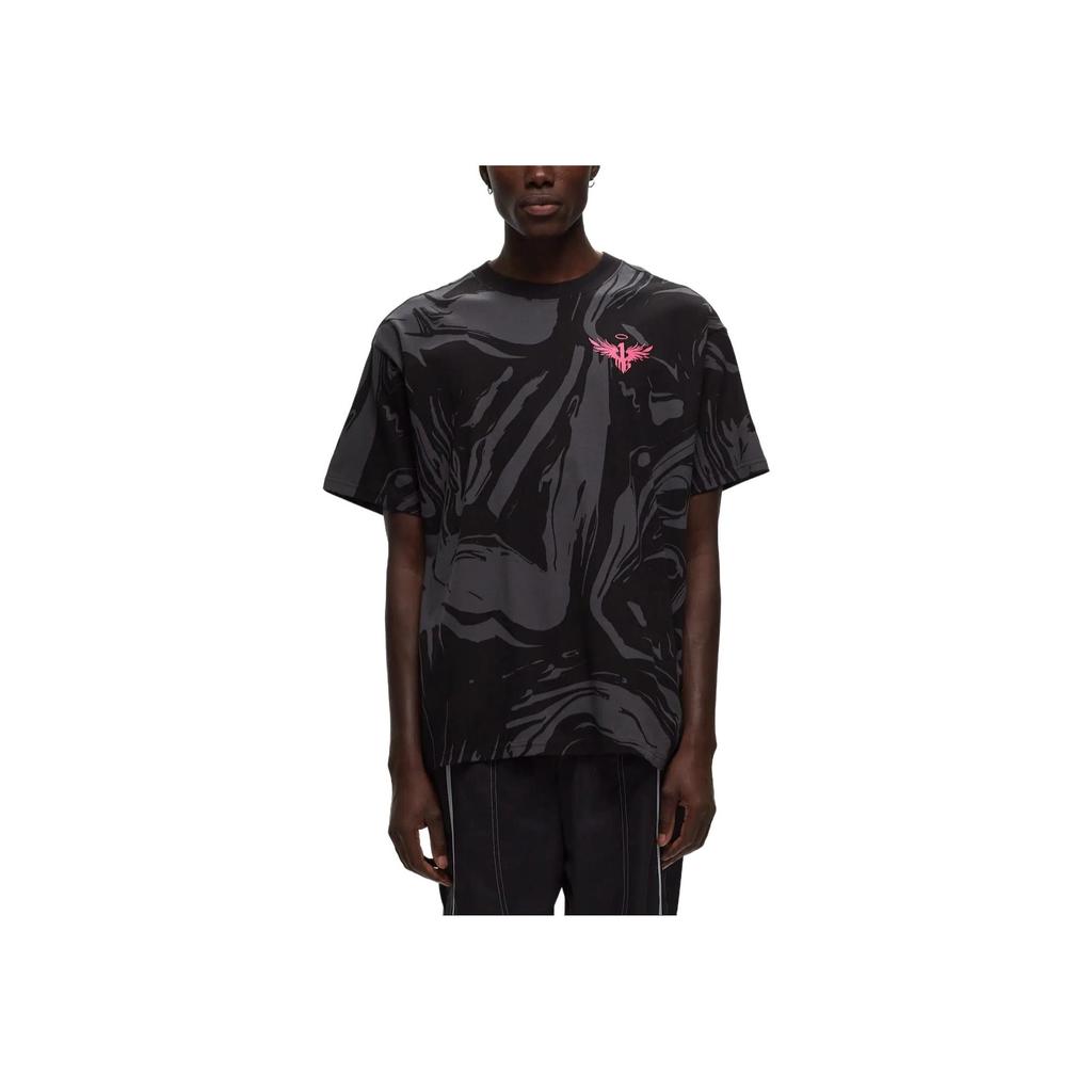 Puma X Lamelo Striped Design Printed Casual Crew Neck Short Sleeve T-Shirt Men Tops Black 622885-01