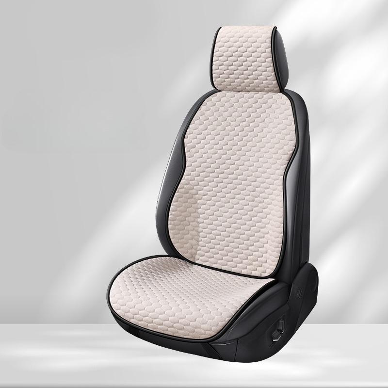 Breathable Linen Fabric Car Front Seat Cushion – Premium Fiber Material, Comfortable & Durable, All-Season Use, Fits Most Cars