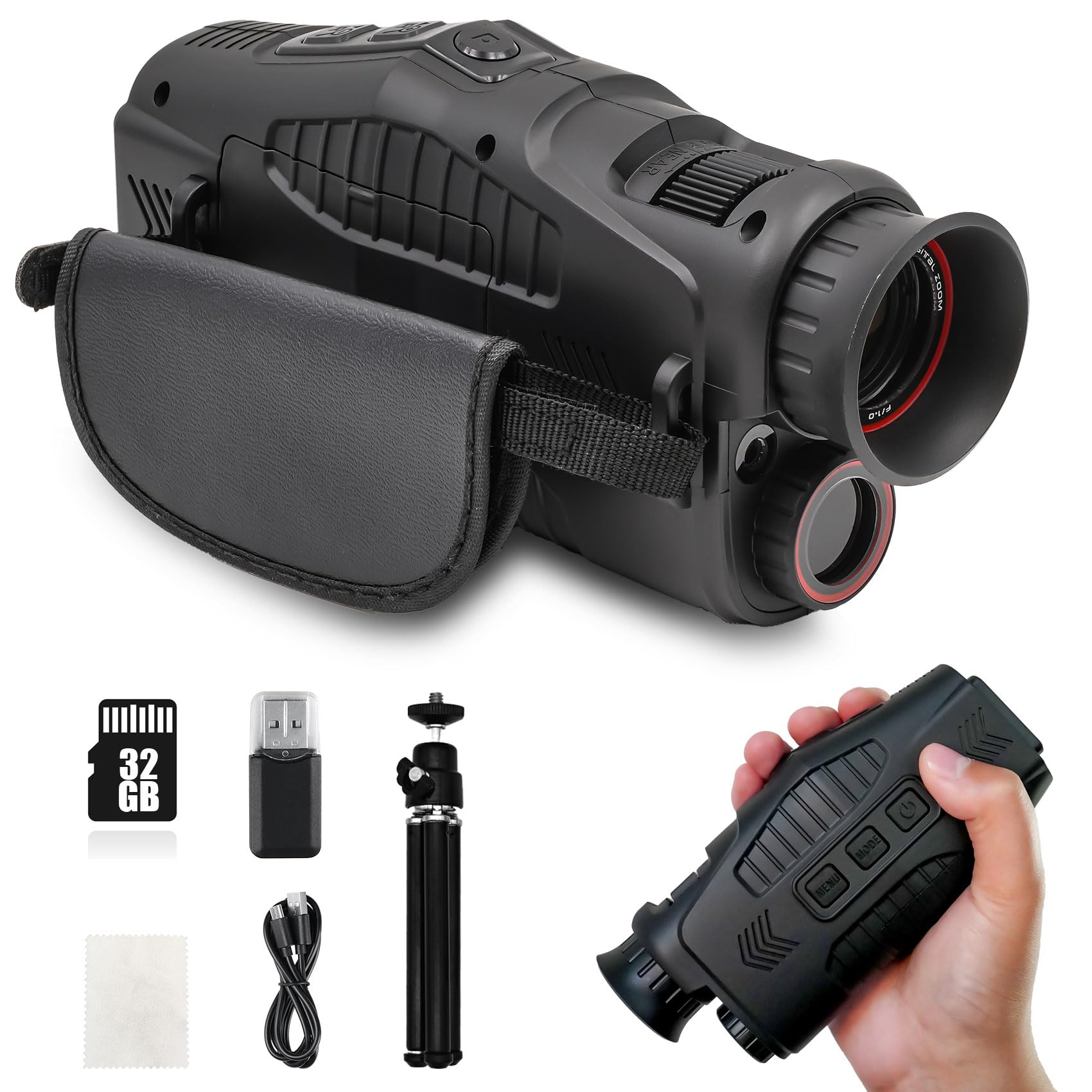 

Night Vision Scope, Monocular Type, 1080P Resolution, 1.5-inch TFT Screen, 10X Digital Zoom, 5-Level Infrared Adjustment, Infrared Telephoto,