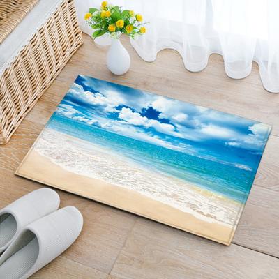 3D Sea Ripple Beach Series Floor Mat Bathroom Non-Slip Kitchen Entrance Decorative Foot Mat Family Diatom Mud Door Mat