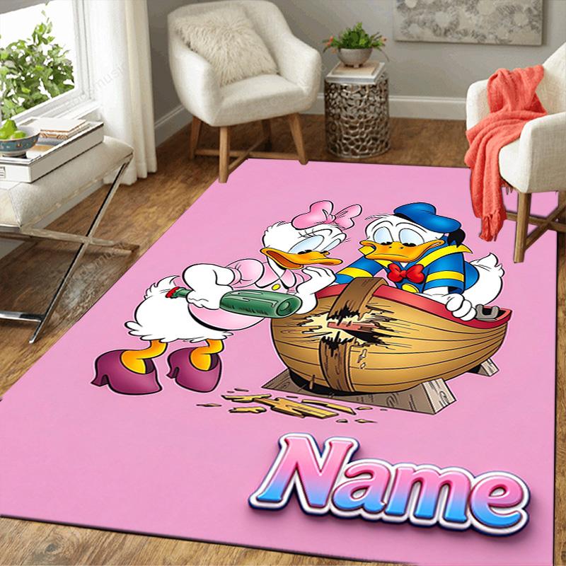 Custom Name Cute Cartoon Ducks Carpet for Playroom Bedroom Living Room Sofa Home Decor,kids Game Area Rug Non-slip Floor Mat