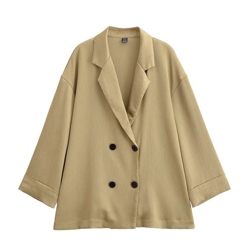 Za Autumn New Women clothes 2025 Western Style French style Fashion Wrinkled Double Breasted Blazers Trousers Set