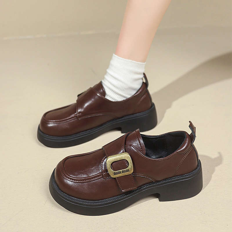 Small Leather Shoes Women's British Style New Spring and Summer Versatile Skirt Black Jk Single Shoes Commuter Soft Sole