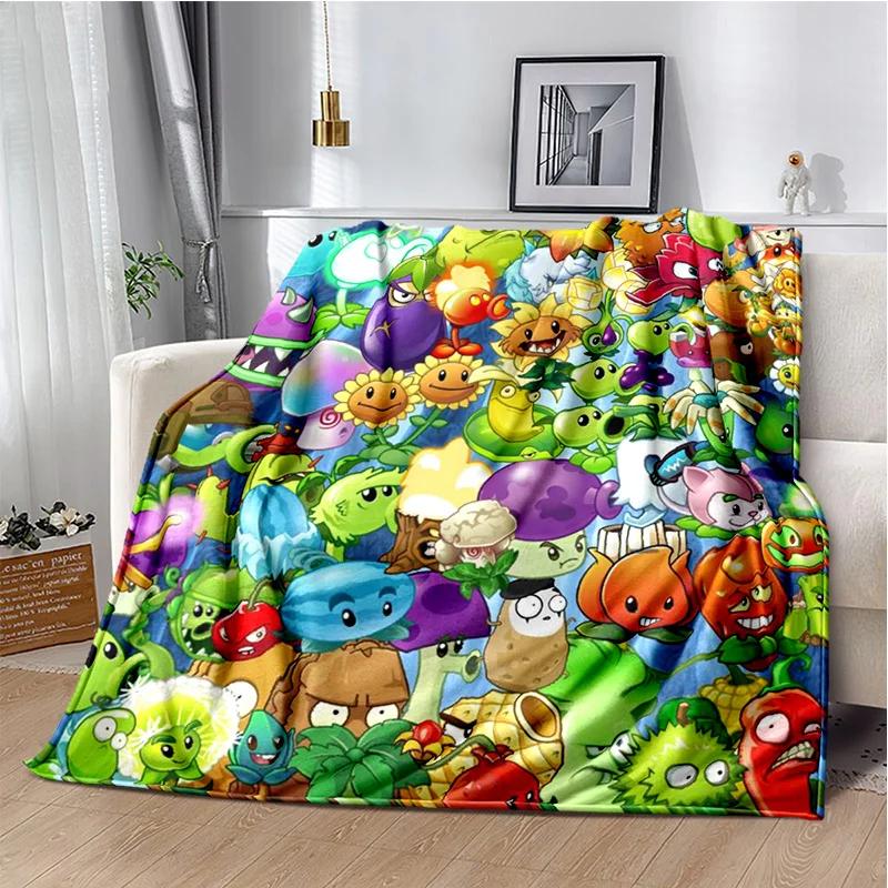 P-Plants vs. Z-Zombies Game Blanket with Peashooter Design Ideal for Sofa and Bed Cover throw blanket