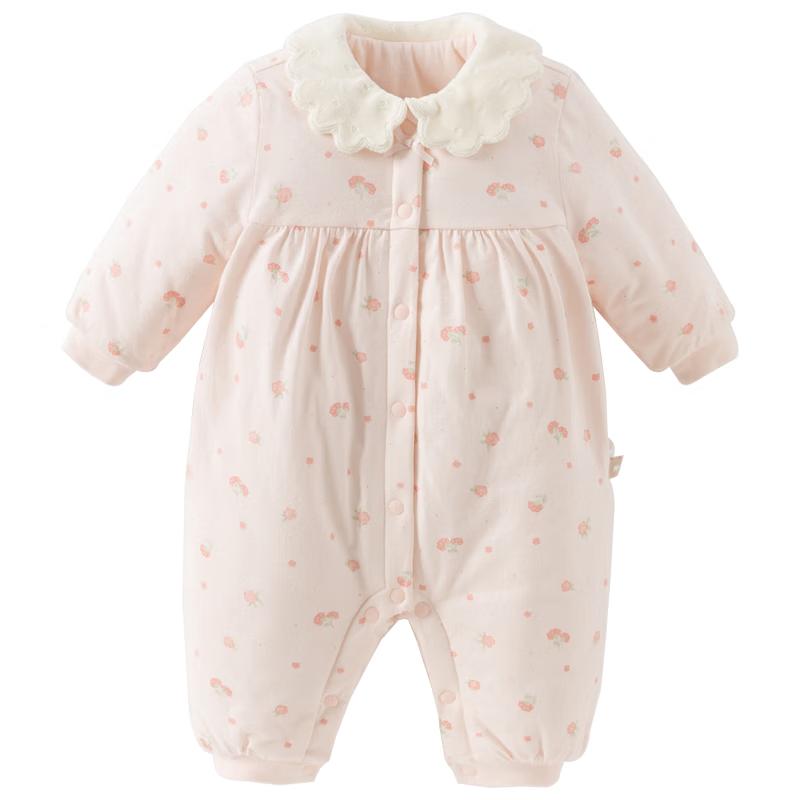 DavidBella Girl's Padded Floral Winter Romper