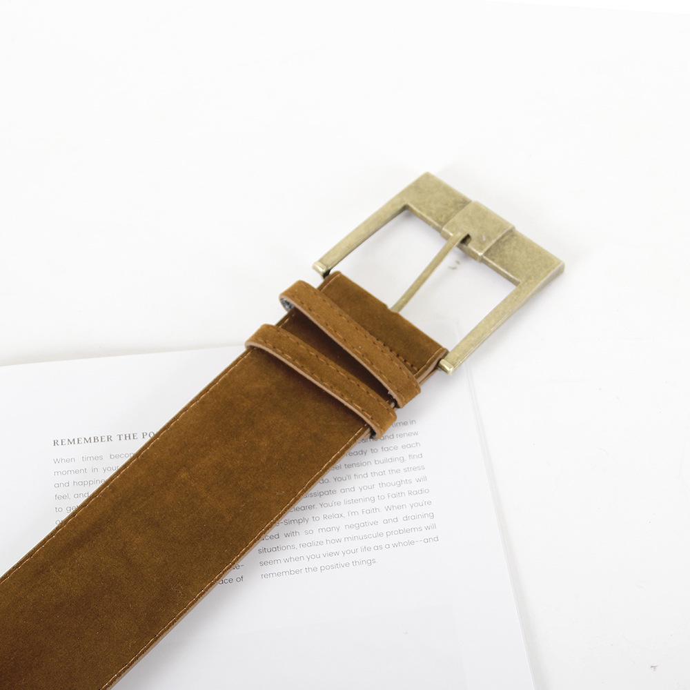 Retro Brown Faux Leather Velvet Belt for Women's Coats, Suits, and Skirts - Decorative Waist Cinch.