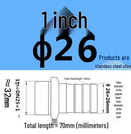 304 Stainless Steel Hex Threaded Water Hose Barb Connector