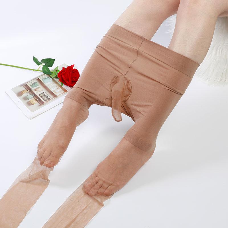 Meias Masculinas com Manga para Pênis Ultra-finas 3D Sedosas Suaves Meias Aviador Meia-calça Transparente Sexy Tentação para Cross-dressing