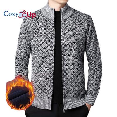 Men's Cardigan Sweaters Full Zip Up Stand Collar Slim Fit Casual Knitted Sweater with 2 Front Pockets
