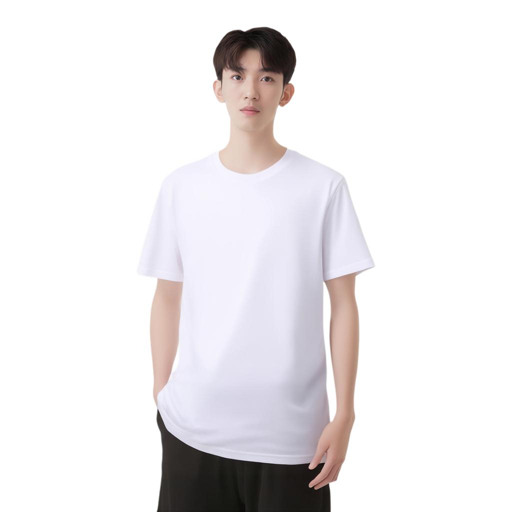 Lining Group Purchase Series Solid Color Round Neck Loose Short Sleeve T-Shirt Unisex Tops White AHSUA49-1