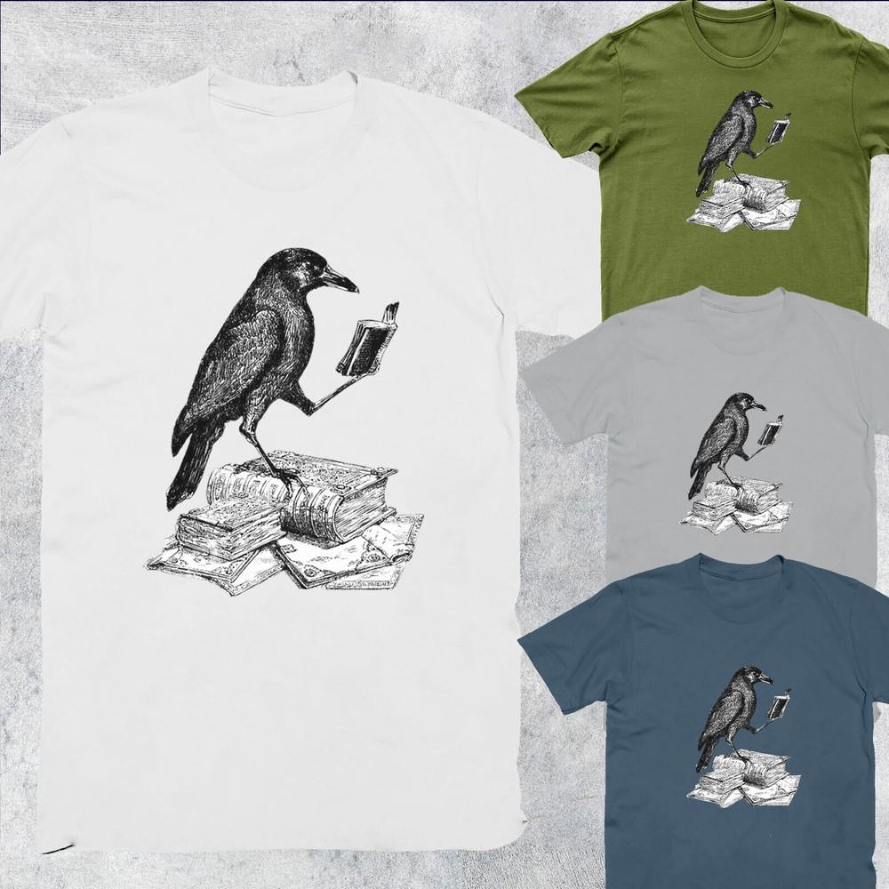 

Crow With Book T-Shirt Mens Womens Oversized T shirt Unisex Tee Top #P1#PR#D S