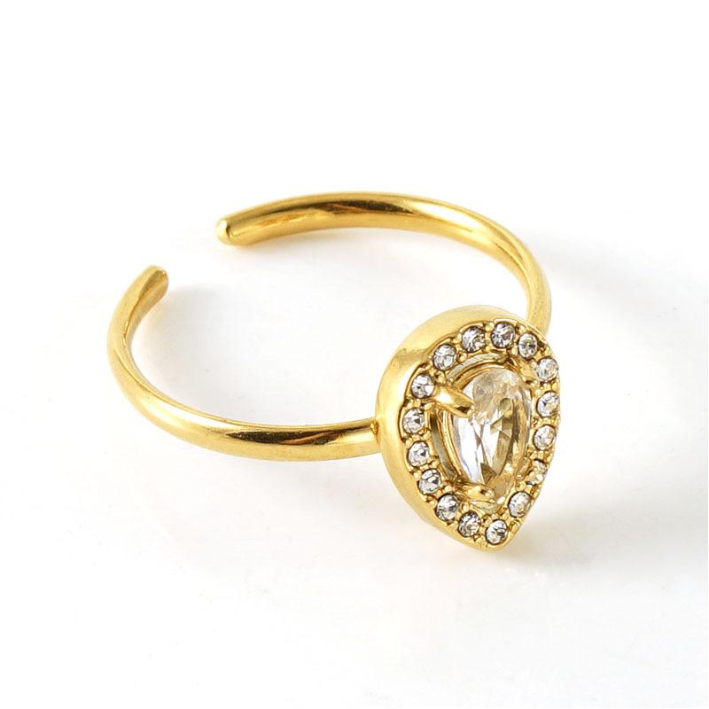 Neuer Live Verstellbarer Tropfenform Damen Goldring Vielseitiger 18k Edelstahlring