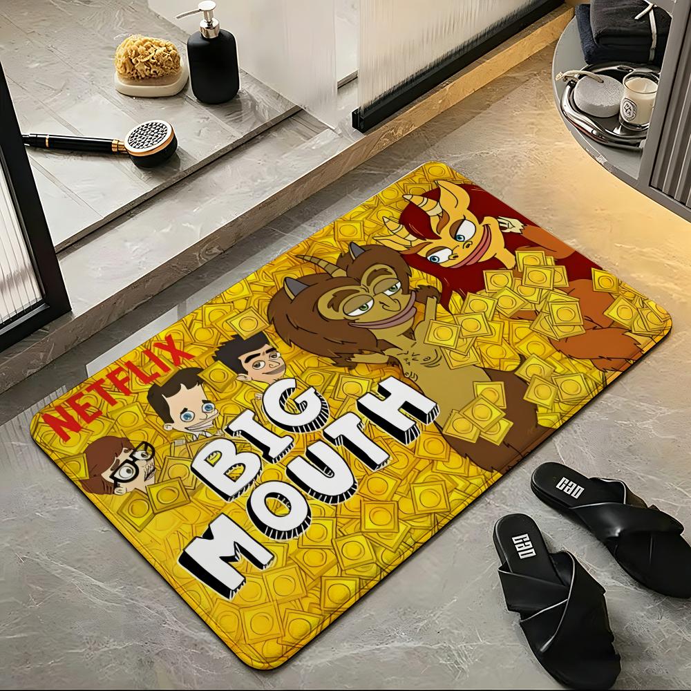 Cartoon B-Big M-Mouth Floor Mat Soft Flannel Floor Mat  Suitable for Entryways, Living Rooms, Bedrooms, and Bathrooms