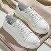 New Shoes for Men Cow Leather Casual Shoes Thick-soled White Flat Skateboard Shoes Youth Slip-on Sneaker