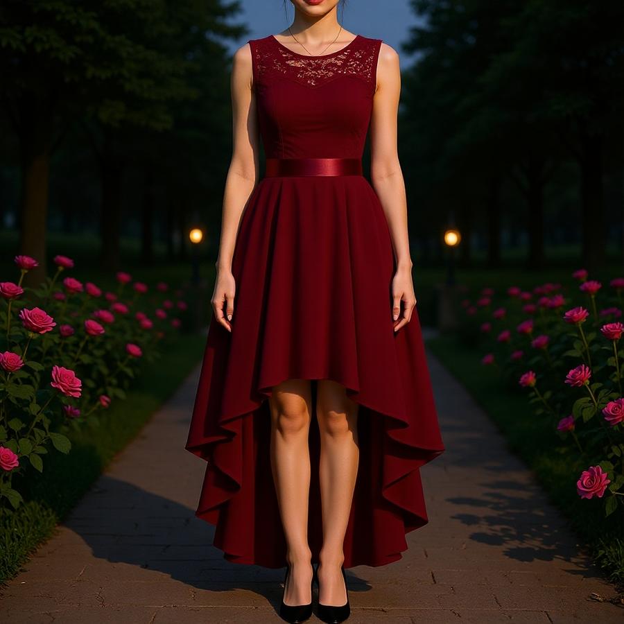Luxury Elegant Chic High-End Short Front Long Slim Sleeveless Dress