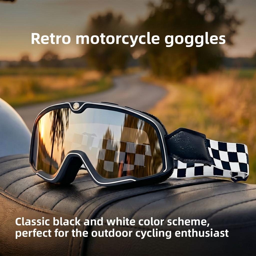 Vintage-Schutzbrille Harley-Motorradbrille Winddicht Sand Lokomotive Geländefahrt Halbschalenhelm 3/4 Helm Brille