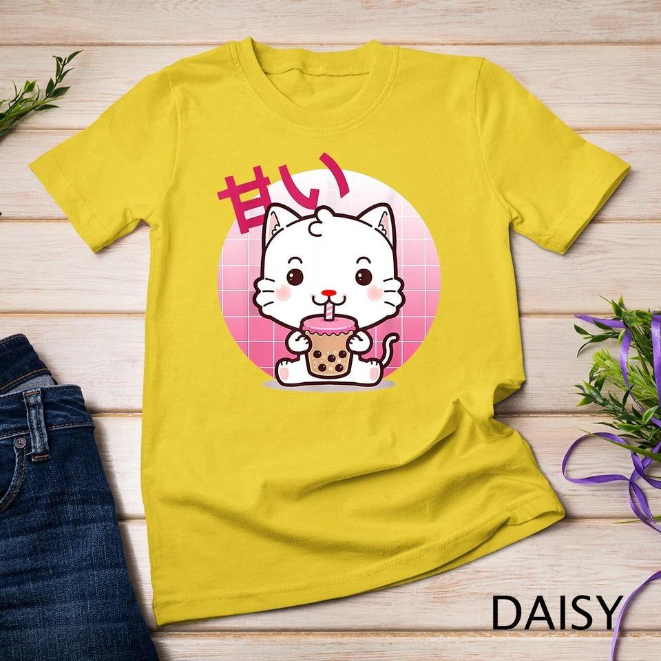 Cat Boba Tea Bubble Tea Anime Kawaii Neko Gifts Girls Teens Unisex T-shirt 3 3XL