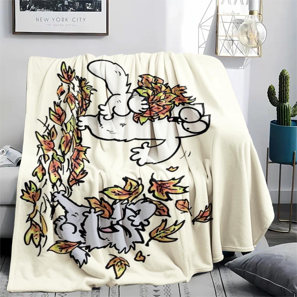 1 Pezzo Coperta in Flanella con Stampa Simon's Cat, Alta qualità Confortevole per Tutte le Stagioni, Decorazione per la Casa, Calore e Comfort, Perfetta per Regali di Natale