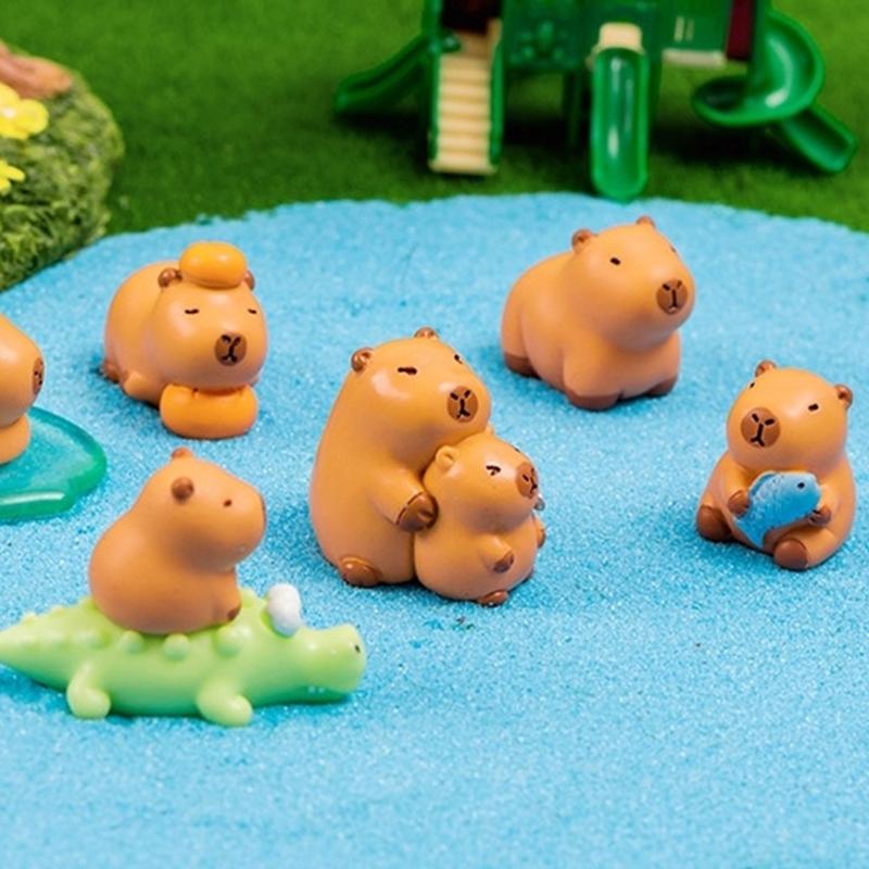 Mini Capybara Ornament Kapibala Crocodile Doll Micro Landscape Decoration Dollhouse Miniature Pond Decor Toy