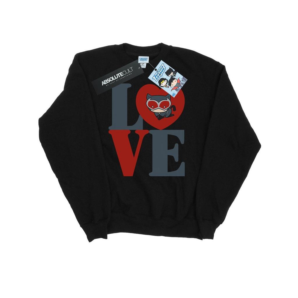 DC Comics Mens Chibi Catwoman Love Sweatshirt
