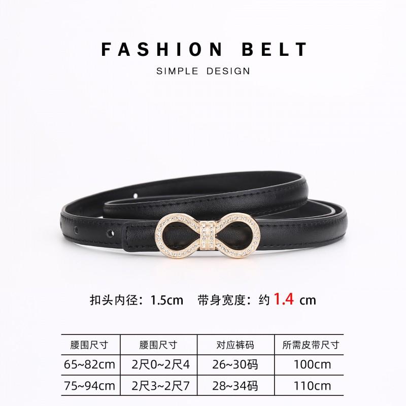 Womens Slim Leather Belt With Zinc Alloy Rhinestone Buckle Fashion Waistband Pants Skirts Office Casual