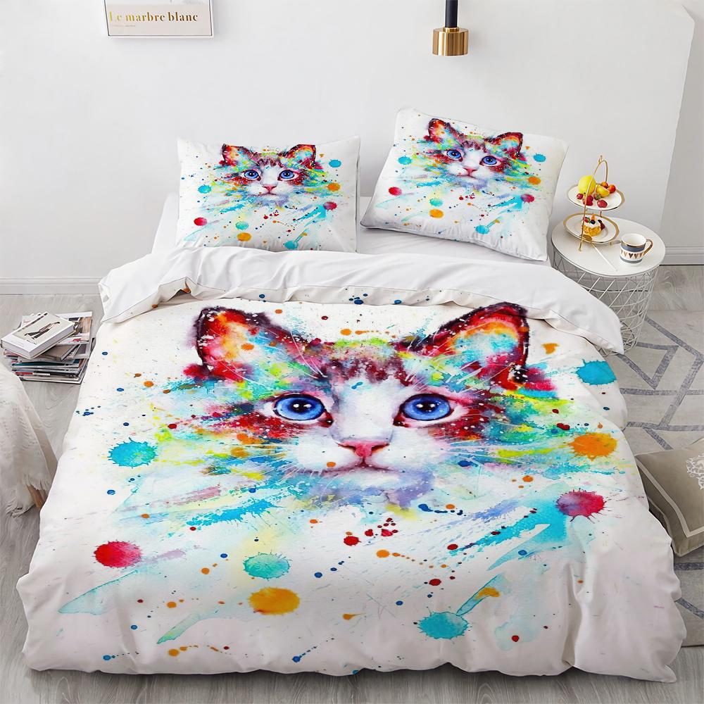 Animal Theme Duvet Cover Set 3D Print Fox Dragon Wolf Tiger Cute Cool Style Full King Size Bedding Set Polyester Comforter Cover