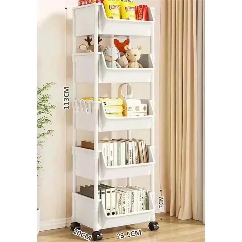 Mobile Bookshelf Multi-Layer Bathroom Shelves With Wheels Kitchen Groceries Organizer Shelf Bedroom Storage Rack Utility Cart