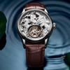 Swiss 18k Gold Tourbillon Men's Automatic Skeleton Watch with Leather Strap