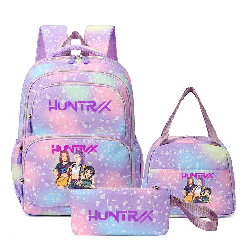 3Pcs/Sets Mochila Backpack Colorful Schoolbag Pencil Case Lunch Bag for Students School Bags Pen Bags