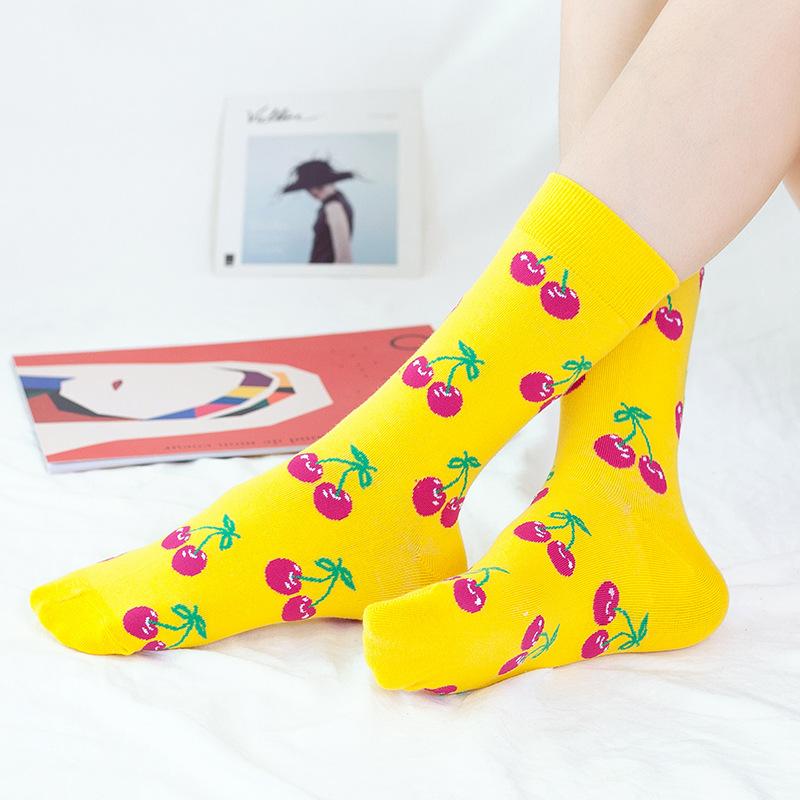1pair Combed Cotton Fashion Hip Hop Man Woman Socks Harajuku Fruit Skateboard Oil Painting Animal Happy Socks Funny Sokken